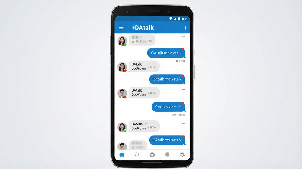 һ��չʾOAtalk������������ֻ�����ͼ�������������һ����׿�ֻ����ֻ���Ļ��ʾOAtalk�����б����棬�����С�OAtalk�����ֱ�ʶ���������������ɫ�����������������У�����Ϊ����ǳ��ɫ���䣬���Ϊ�ִ��Ƽ���UIչʾ��ϸ�ڰ�����Ϣ��㡢ͷ��ԲȦ���ײ�������ͼ�꣬���ʸ��壬����ɾ����޶���Ԫ�ء�