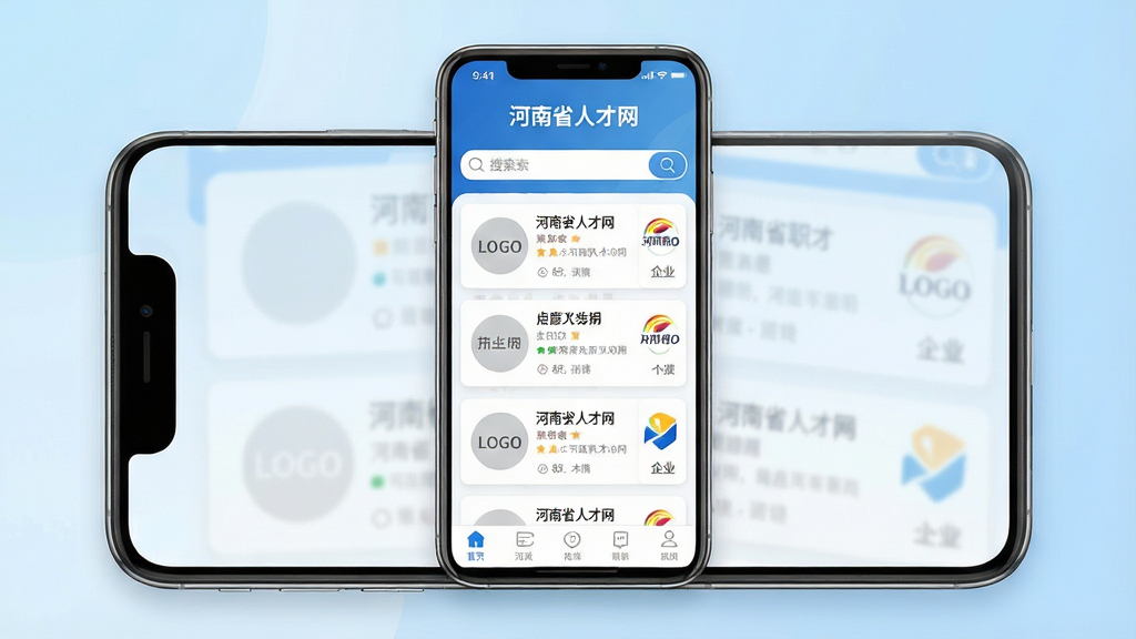 һ��չʾ����ʡ�˲���APP���Ľ�����ֻ�����ͼ����������Ϊ�ֻ���Ļ����Ļ����ʾ��Ƹ��λ�б��������򣬱�������Ϊ������ʡ�˲�����������Ϊǳ��ɫ���䣬���ּ������������ִ�����ϸ�ڰ���ְλ��Ƭ����ҵLOGOռλ��������ͼ�꣬���ʸ��壬�ɾ����޶���Ԫ��