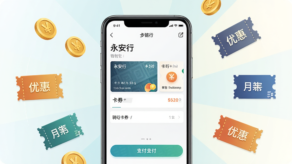 һ��չʾ�ƶ�֧�������п�ȯ�ĺϳɻ��棬���������ǡ������С�Ӧ���ڵ�Ǯ���뿨ȯҳ�棬��Χ�����Ž�ҡ��Ż�ȯ���¿�ͼ���Ԫ�أ�����Ϊ�ֻ���Ļ�����ֲ������ķ���ʽ��ͼ�����Ϊ������ҵ�廭��ϸ�ڰ�����ȯ�������۸��ǩ��֧����ť�����������ɾ����޶���Ԫ��