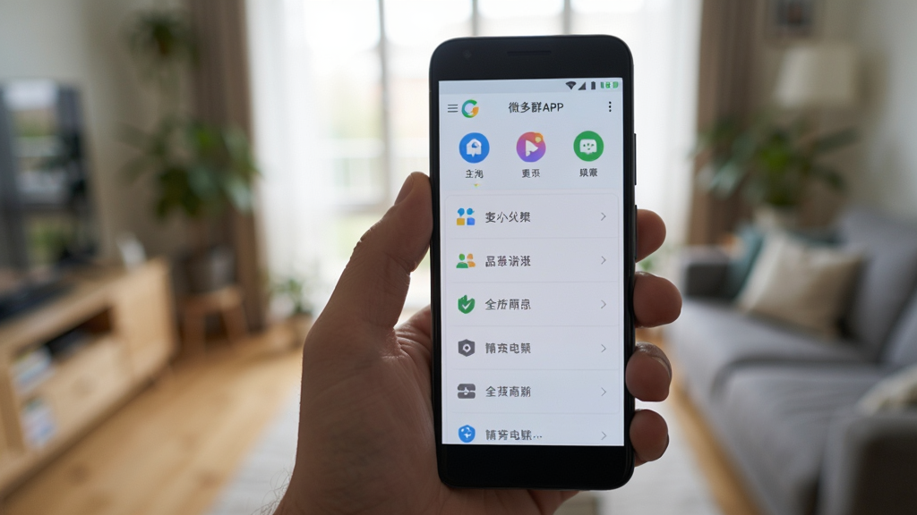 ΢��ȺAPP�ڰ�׿�ֻ��ϵ����н��棬����չʾ�ֻ��ճ��ӽǣ���Ļ����ʾ���Ĺ���ͼ�����б�������Ϊģ�������ڳ�������������ϸ����Ȼ�������������޶���Ԫ��