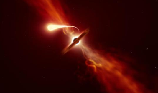 流浪星球:黑洞吞噬 潮汐撕裂模拟画面 星球被拉成长条