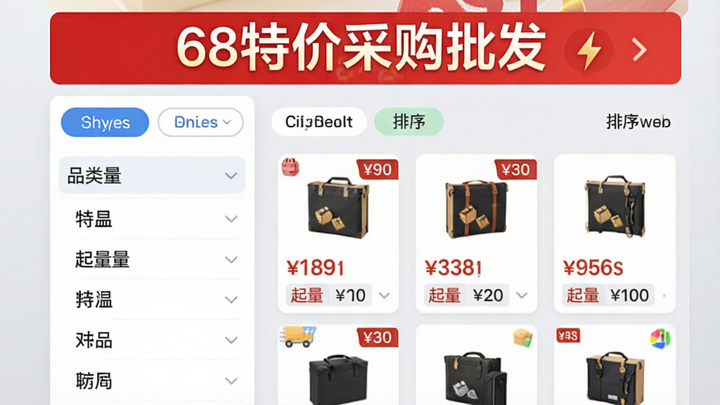 �ֻ�Ӧ���̵�����棬�������д�š�68�ؼ۲ɹ����������м��Ƿ���ɸѡ��壬���ΪƷ���б����Ҳ�Ϊ��Ʒ��Ƭ����Ƭ�ϱ�ע�۸���������������Ϊǳ��ɫ���䣬���ֲ������ҷ����Ű棬���������ϸ�ڰ���ɸѡ��ť�������ǩ����Ʒ����ͼ�����ʸɾ�������������Ԫ�ء�
