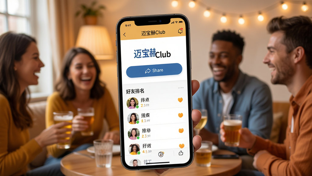 �ֻ���Ļչʾ��������Club���罻�������棬����������ť�ͺ��������б�������Ϊ��ܰ���罻���������������죬ϸ�����������ʸ��壬�޶���Ԫ�ء�
