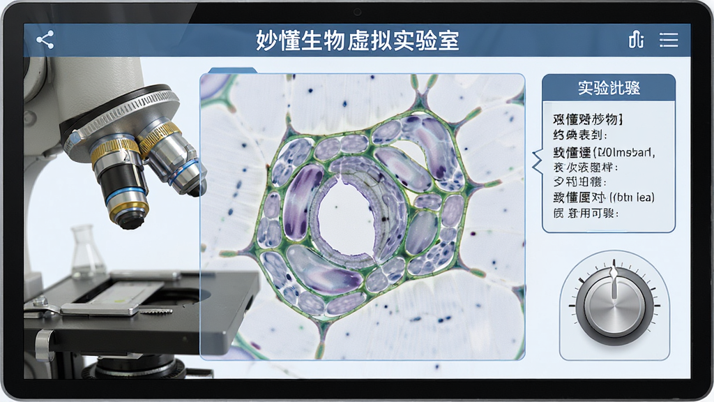 ���������ʵ���ҽ��棬��Ļ������ʾ��΢���µ���б�Ƥϸ�����Ա���ʵ�鲽����ʾ��͵�����ť������Ϊȫ���������棬���Ϊ����ʵ���ҷ磬ϸ�ڰ�����΢��������ϸ���ڽṹ�����ʸ��壬�ɾ����޶���Ԫ��