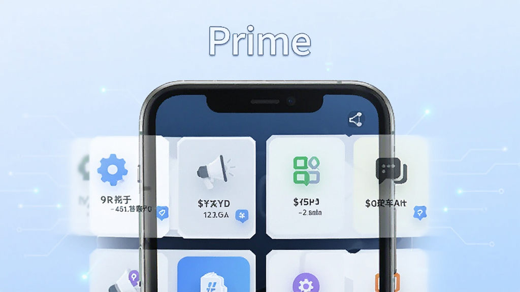 Ϊ Prime �������һ�Ź���չʾͼ�������������ֻ���Ļ�ж�����ܿ�Ƭ�������У���Ƭ�Ϸֱ��ע��ͬ����ͼ�꣬����Ϊ����ɫ�Ƽ��н��䣬����Լ���£����������Ϸ�д�� 