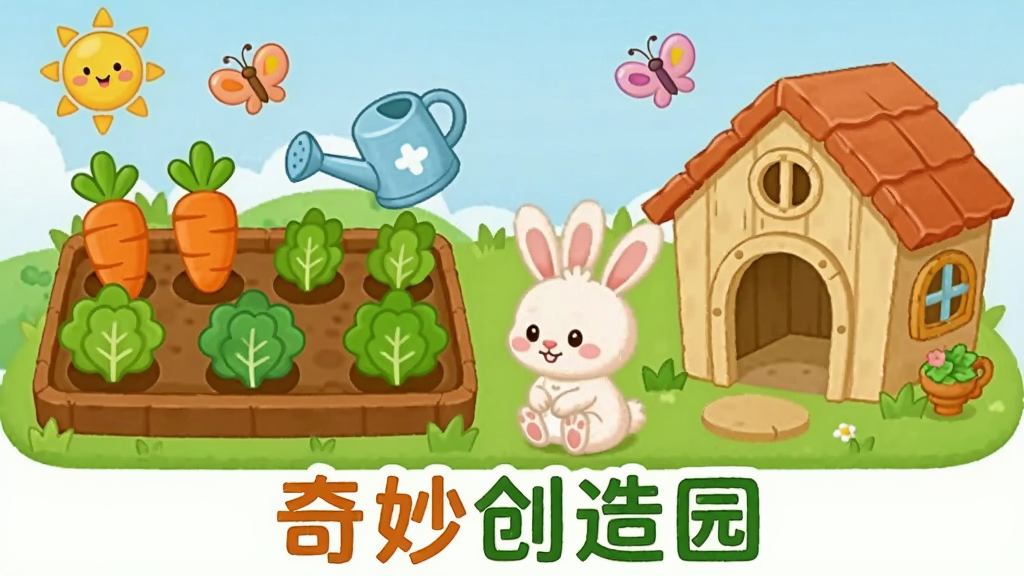 ������ʿ�����԰��ֲι������չʾͼ��������һƬ��ͨ��԰��һֻС���ӣ�����Ϊ���˵ء��Ҳද��С�ݣ��Ű�Ϊ���ҷ������֣����Ϊ������԰��ͨ�磬ϸ�ڰ������ܲ�����ˮ����̫�������������ʸ��塢�ɾ����޶���Ԫ�أ�ͼƬ�·�������