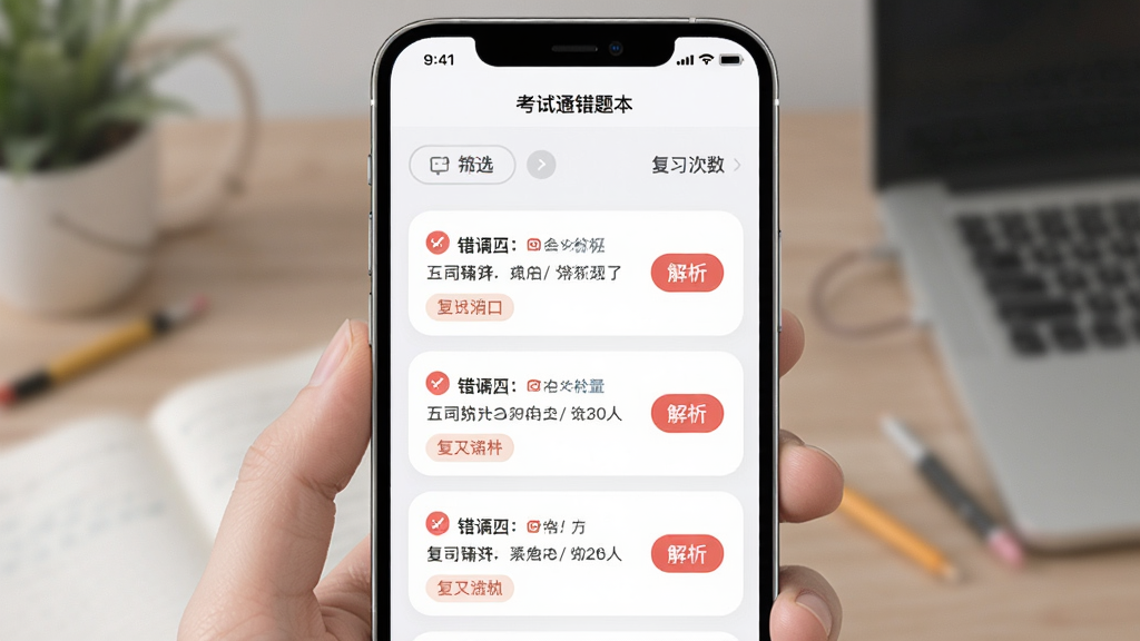 ����ͨ���Ȿ���棬����Ϊ�ֻ���Ļչʾ�����б���֪ʶ���ǩ������Ϊ�����б���ÿ��������к�ɫ����������ڣ��Ű��࣬���Ϊ���Բ�ǿ�Ƭ��ƣ�ϸ�ڰ���ɸѡ��ť�븴ϰ�����������������ɾ��޶���Ԫ��