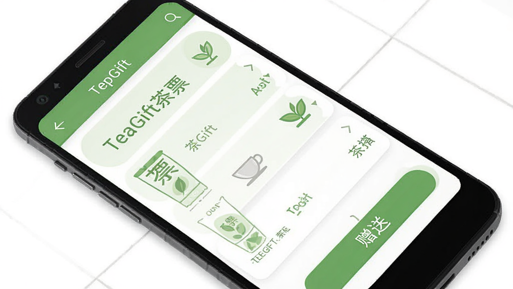TeaGift茶票 安卓版 主界面展示 手机屏幕中显示茶票列表与赠送按钮 清新绿色调 扁平化UI设计 布局简洁 风格现代 细节清晰 画质干净 无多余元素