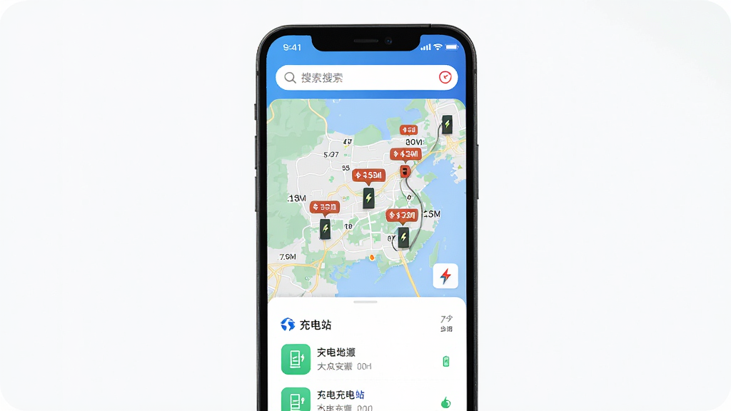 ���ڰ���App����ͼ���棬����Ϊ�ֻ���Ļ��ʾ��ͼ����׮ͼ�꣬����Ϊ�Ϸ����������в���ͼ���򣬵ײ����վ�б����Ű����������Ϊ�������µĵ�ͼ�������ϸ���ϳ��׮ͼ����м۸��ǩ�������������ɾ����޶���Ԫ��