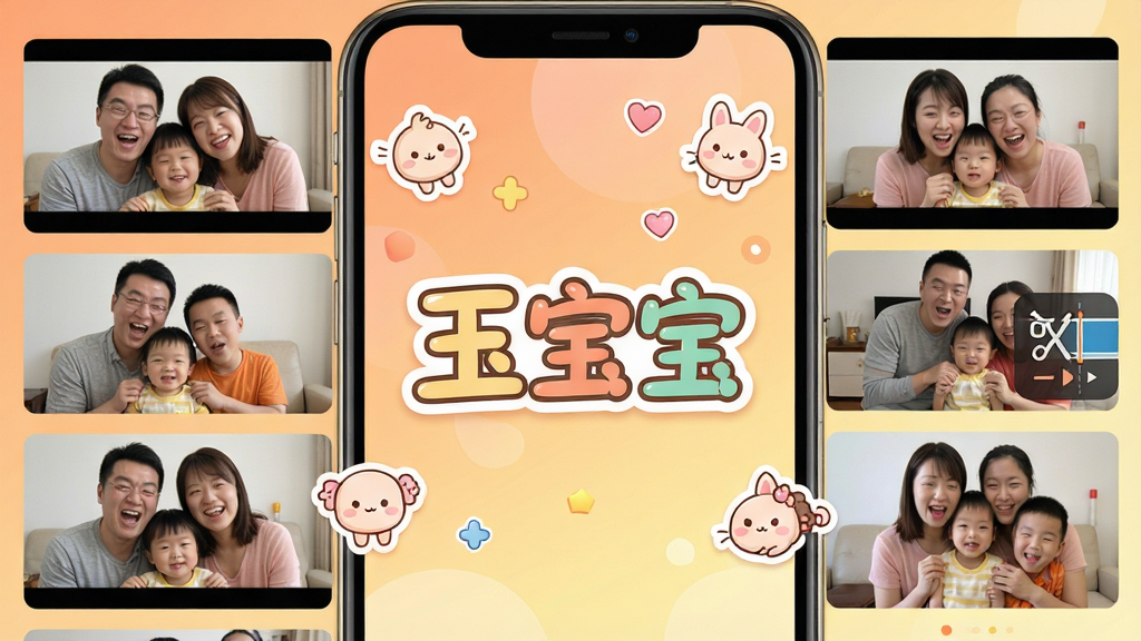 һ��չʾ�񱦱�������������ֻ�Ԥ��ͼ�������������������ơ��񱦱�����������Logo����Χ�����ż�ͥ��Ц��Ƶ����ͼ���ɰ���ֽԪ�غͼ���ʱ����ͼ�꣬���岼��Ϊ�����Ű棬��������ů��ϸ�ڰ�����͵ĳ�ɫ��ǳ��ɫ���䱳�������������ɾ����޶���Ԫ��