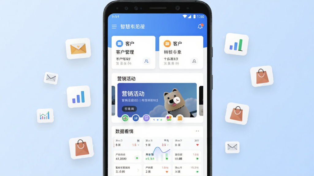 һ��չʾ�ǻ�Ӫ���������Ľ�����ֻ�Ч��ͼ������������һ��������׿�ֻ�����Ļ�ڳ����ǻ�Ӫ��APP����ҳ�������ͻ�������Ƭ��Ӫ����ֲ�ͼ�����ݿ����������򣬱���Ϊǳ�����䣬�ֻ���ΧƯ����Сͼ�����ŷ⡢ͼ��������������������ִ��������������ɾ����޶���Ԫ��