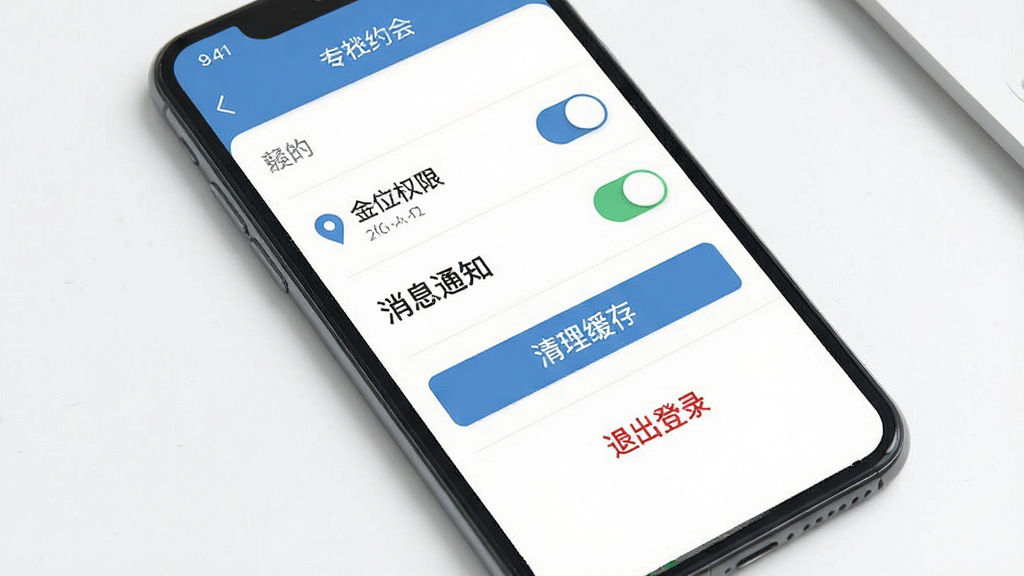 һ�Ÿ�������Լ��APP���ý����չʾͼ������Ϊ�ֻ���Ļ������Ϊ�б�ʽ�˵����Ű����룬����Լ����ϸ�ڰ�����λȨ�޿��ء���Ϣ֪ͨ���ء��������水ť���˳���¼��ɫ���֣������������ɾ����޶���Ԫ�ء�