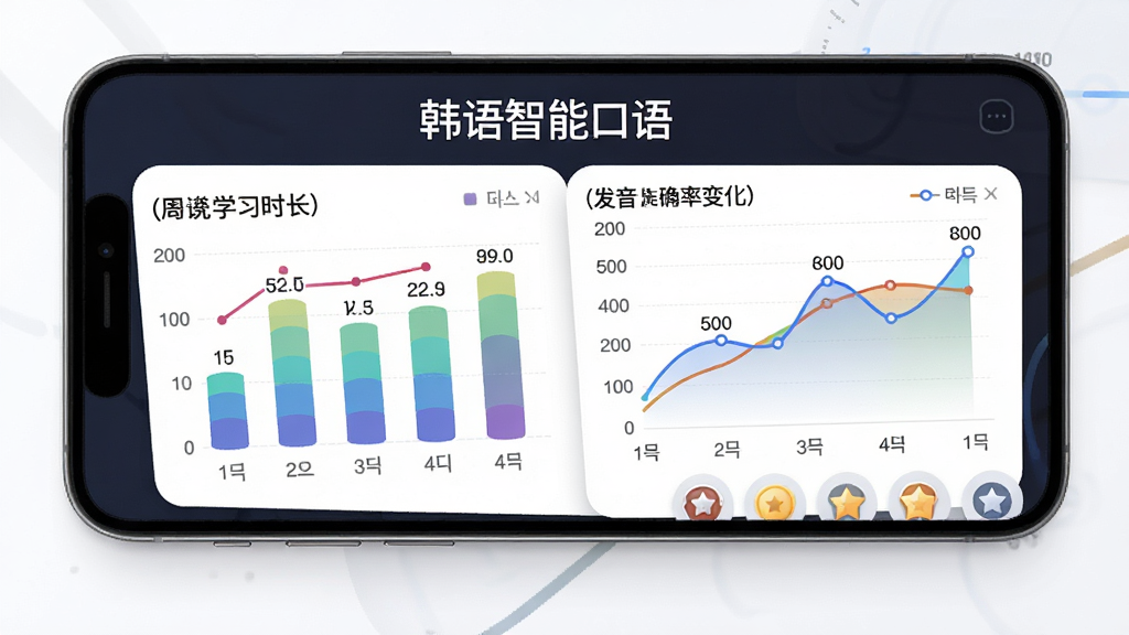 �������ܿ���ѧϰ����׷��ҳ�棬�ֻ���Ļ��ʾ��״ͼ������ͼ��ͼ��չʾÿ��ѧϰʱ���ͷ���׼ȷ�ʱ仯�������С��������ܿ�����⣬�ײ��гɾͻ���ͼ�꣬������ݿ��ӻ��ִ��У�ϸ�ڰ���ͼ����ɫ�Ĳ�κ����ֱ�ע�����ʸ���ɾ��޶���Ԫ��