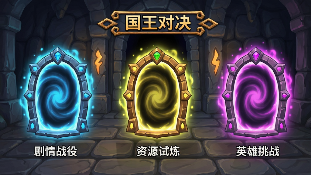 һ����Ϸ��PVE����ѡ�����Ĳ廭�����汳���ǵ��³���ڣ�ǰ��������������ͬ��ɫ�Ĵ����ţ��ֱ��ע