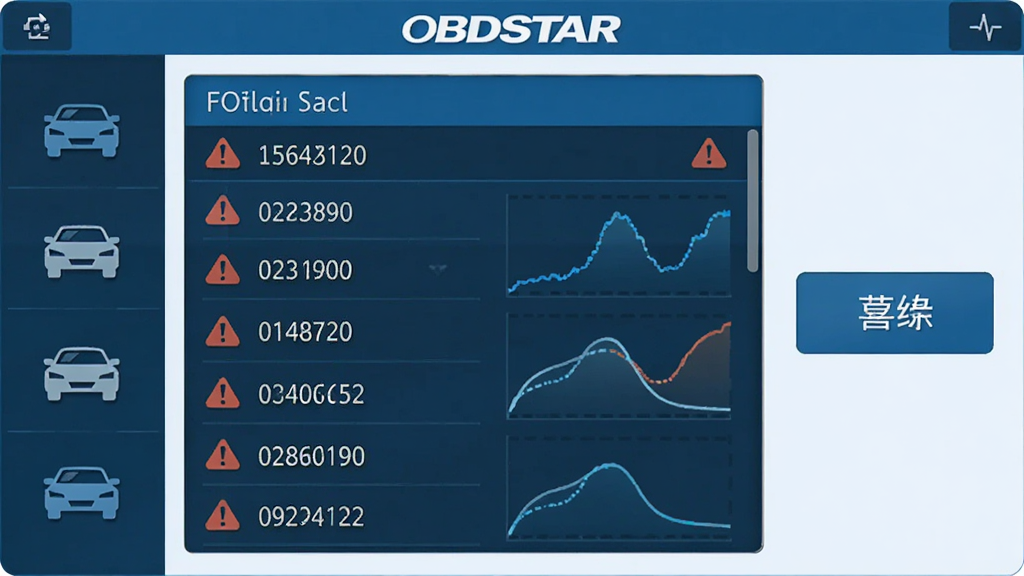 ����ΪOBDSTAR���������ͼ���Ĳ廭������������ʾ�������б������Ϊ����ϵͳͼ�꣬�Ҳ�Ϊ�����ť���Ű���Գƣ����Ϊ��ƽ���Ƽ�������ϸ�ڰ������������֡���̾��ͼ�ꡢ���������ߣ����ʸ���ɾ��޶���Ԫ�أ�ͼƬ�����֡�OBDSTAR��