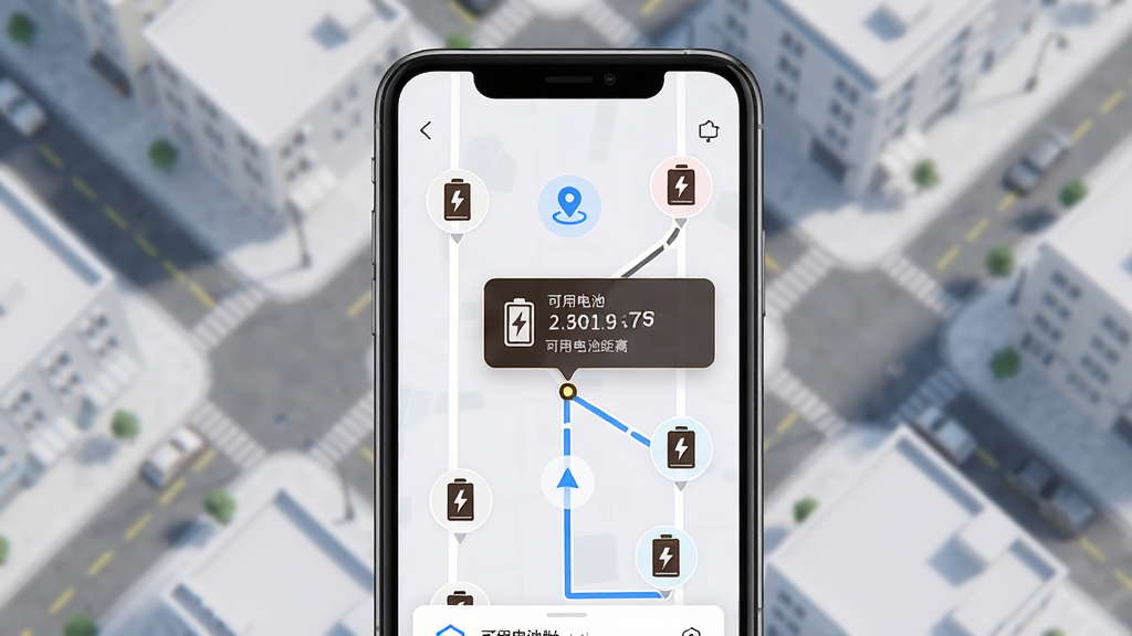 �ɿ�������App����վ��ͼ���棬������һ���ֻ�չʾ��ͼҳ�棬��ͼ�ϱ�ע�������վͼ�꣬����һ��վ�㱻����ѡ�в���ʾ���õ����������룬����Ϊ���ĳ��н�������ͼ������Ϊ�ֻ����У��Ű�ͻ����ͼ����Ϣ��Ƭ�����Ϊ���¿Ƽ��磬ϸ�ڰ�����λ��ꡢ·��ָ�������ͼ�꣬���ʸ��壬�ɾ����޶���Ԫ��
