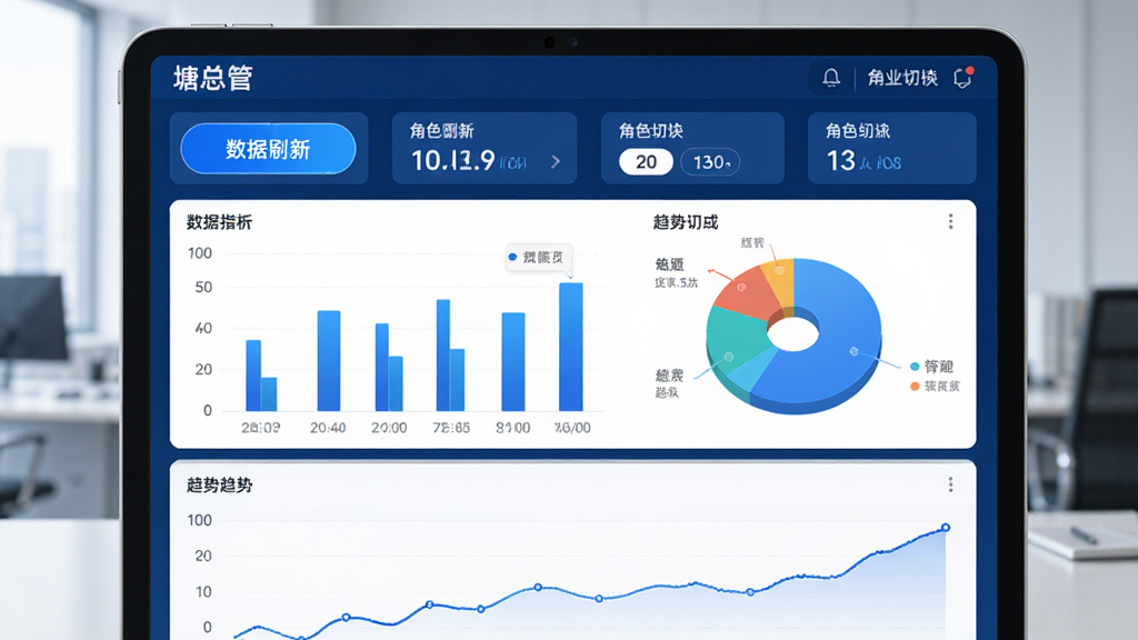 ���ܹ����ݿ�����棬��������ƽ�������Ļ��ʾ��״ͼ���ͼ���������½ṹ�Ϸ�ָ�꿨�·�ͼ�����Ű�רҵ�����Ϊ�Ƽ�������磬ϸ�ڰ�������ˢ�°�ť����ɫ�л���ǩ���������ߣ����ʸ���ɾ��޶���Ԫ�أ�ͼƬ�����ֱ�ע�����ܹܡ�