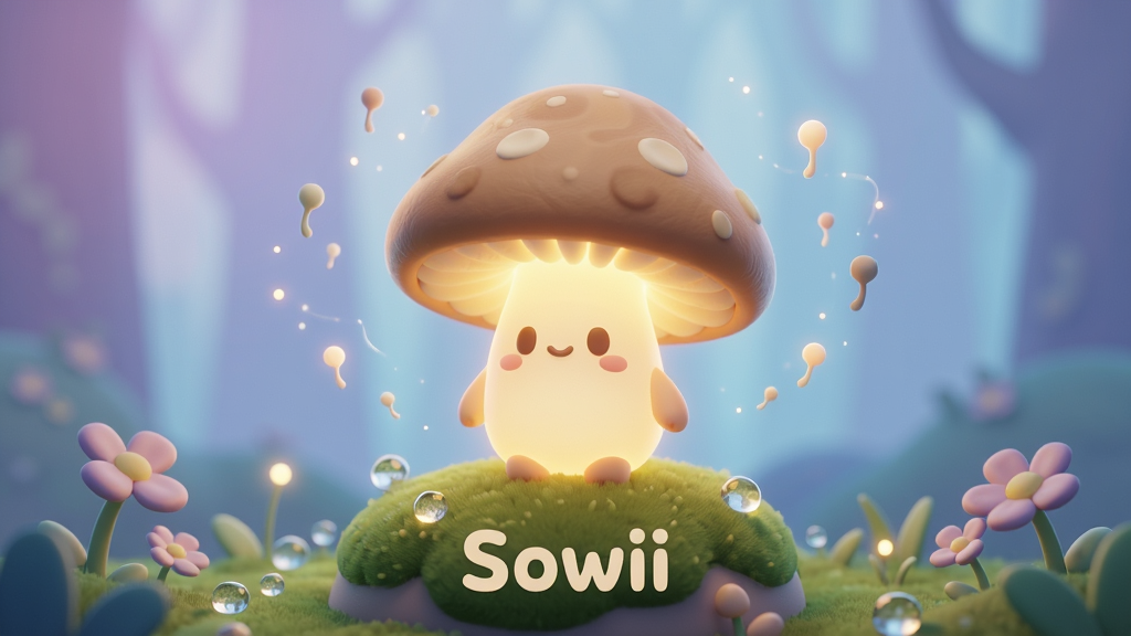 һ��չʾSowii��������СĢ������ܰ����ͼ������������һֻ�ɰ��ķ���СĢ����ɫվ��Բ���̦޺�����ϣ���Χ��������͵Ĺ���Ư�����������ӣ������ǵ���ɫ��ǳ��ɫ������λ�ɭ�֣����ֲ��þ��й�ͼͻ�����壬���Ϊ����ϵ3D��ͨ��Ⱦ��ϸ�ڰ���Ģ��ɡ���ϵ�ϸ�������������С���ݺ�΢��¶�飬���ʸ���ɾ��޶���Ԫ�أ�ͼƬ�д������֡�Sowii��
