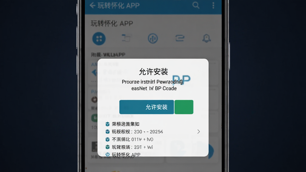һ��չʾ��ת����APP�ڰ�׿�ֻ��ϰ�װ�����ʾ��ͼ������Ϊ�ֻ���Ļ��ʾ��װȨ��ȷ�ϵ��������־��У����дʵ�Ƽ��У�ϸ�ڰ�����������װ����ť��Ȩ���б������������ɾ�������Ϊ��ɫ����