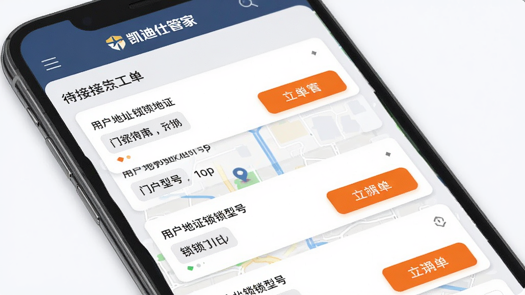 �����˹ܼҹ����ӵ����棬�ֻ���Ļ��ʾ���ӵ��б����ͼ��λ��ÿ��������Ƭ�����û���ַ�������ͺţ������п����˹ܼұ�ʶ������Ϊǳɫ�б����֣��������ʵ�ã�ϸ���Ͻӵ���ťΪ��Ŀ�ĳ�ɫ�����ʸɾ�����