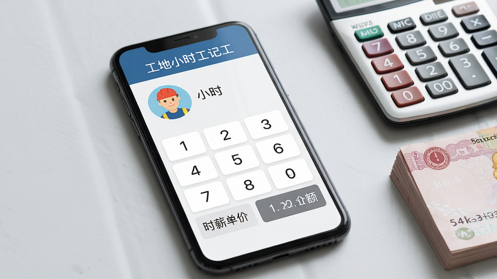 �ֻ���Ļ��д���棬��Ļ����ʾ������Сʱ���ǹ����Ĺ�ʱ¼����棬�й���ͷ��ͼ�ꡢСʱ���ּ��̡�ʱн���ۺ��Զ�������Ľ������Ҳ����һ����������һ�������ֽ�ң������Ǹɾ���ǳ��ɫ���棬����������Ű���У�ϸ�����������ʸ��壬�޶���װ��Ԫ��