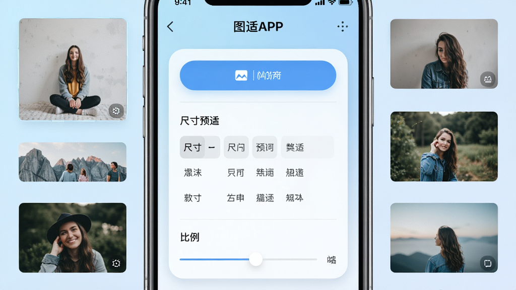 һ��չʾͼ����������ȫò���ֻ���ͼ���ͼƬ������������ͼ��APP����������壬�����������ʾͼƬ���밴ť���ߴ�Ԥ���б��ͱ������ڻ��飬����Ϊǳ��ɫ���䣬��Χ�����ż��Ų�ͬ�ߴ��ͼƬ����ͼ��������ִ���ϸ�����������ʸɾ����޶���Ԫ��