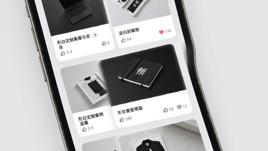 �ΰ׶���APP�������ҳ��չʾͼ���ֻ���Ļ�ڳ����ٲ������ֵĶ��ư�������ͼ��ÿ��ͼƬ�·����б���͵��������������Լ�ִ���ǳ��ɫ�������а�ɫ��Ƭ�����������������޶���װ��