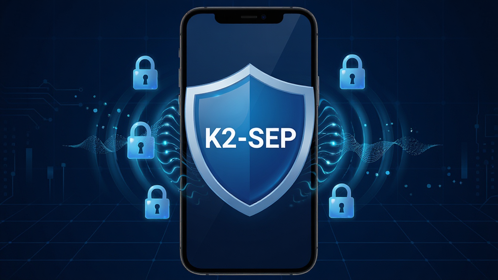 K2-SEPӦ�ð�ȫ��������ͼ������Ϊ�ֻ���Ļ��ʾ����ͼ���롰K2-SEP��������������Χ�����η��źͼ��ܲ��ƣ�����Ϊ����ɫ�Ƽ����񣬷��ȫ�ɿ������ʸ��壬�ɾ��޶���Ԫ��