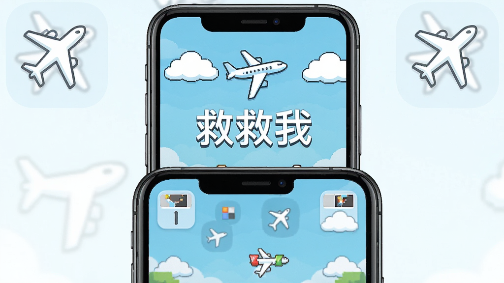 一张展示手机在飞行模式下运行游戏的画面,手机屏幕显示