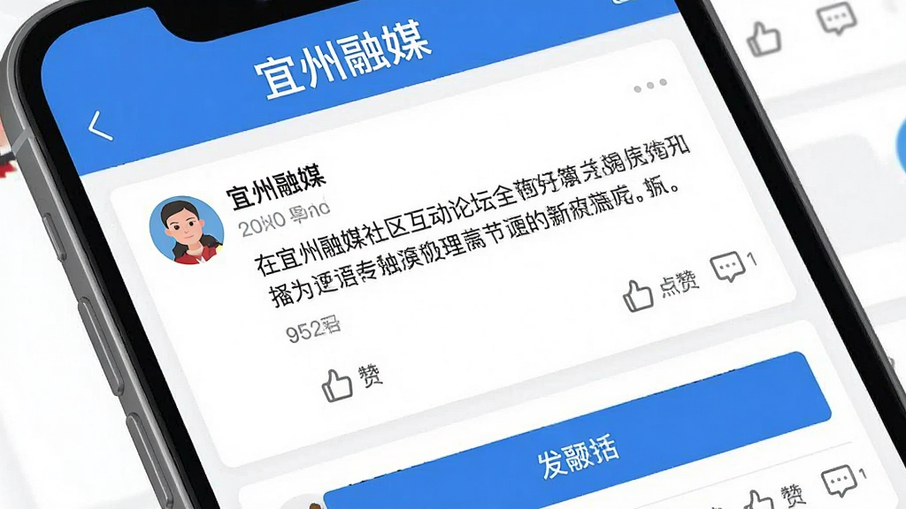 ������ý����������̳ҳ�棬�ֻ���Ļ��ʾ�����б��ͷ�����ť�����Ӱ����û�ͷ���ǳơ��������ݺ͵�������ͼ�꣬�����С�������ý������������Ϊ�罻��̳�Ű棬���Ϊ������APP���棬ϸ�ڰ������������ֺͽ�����ť�����ʸ��壬����ɾ����޶���Ԫ��