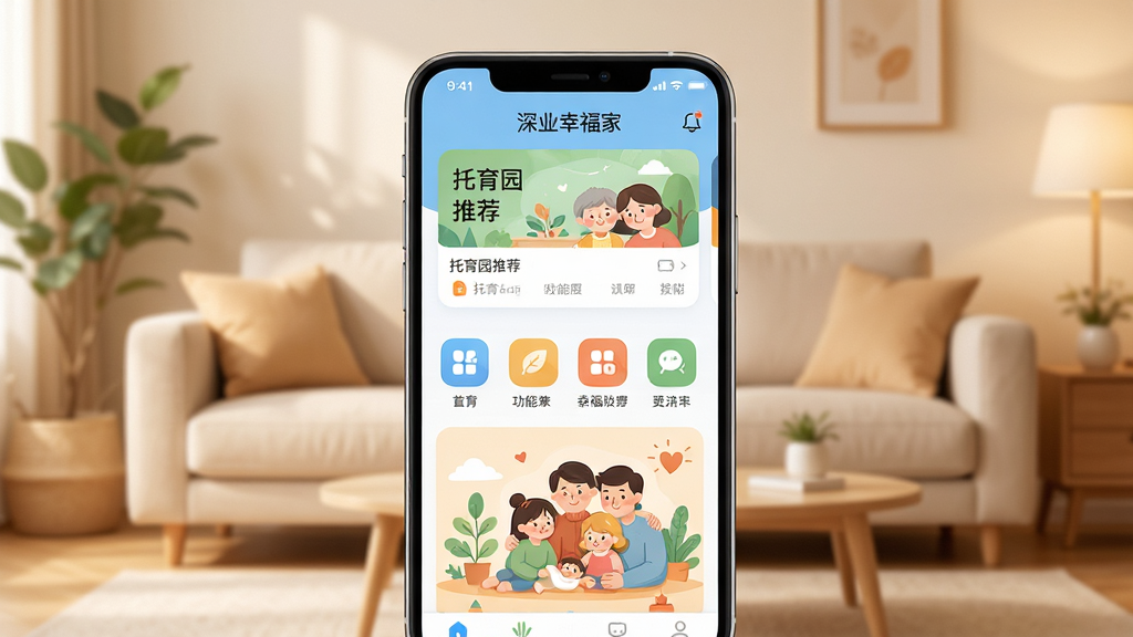 ��ҵ�Ҹ�������������չʾ����������Ϊ�ֻ���Ļ����Ļ����ʾ��ҵ�Ҹ���APP��ҳ����������԰�Ƽ���Ƭ������ͼ�����ܰ��ͥ�廭������Ϊ���ůɫ���������������־��жԳƣ������ܰ�ִ���ϸ�ڰ���Բ��ͼ���������ɫ�����ʸ��壬�ɾ����޶���Ԫ��