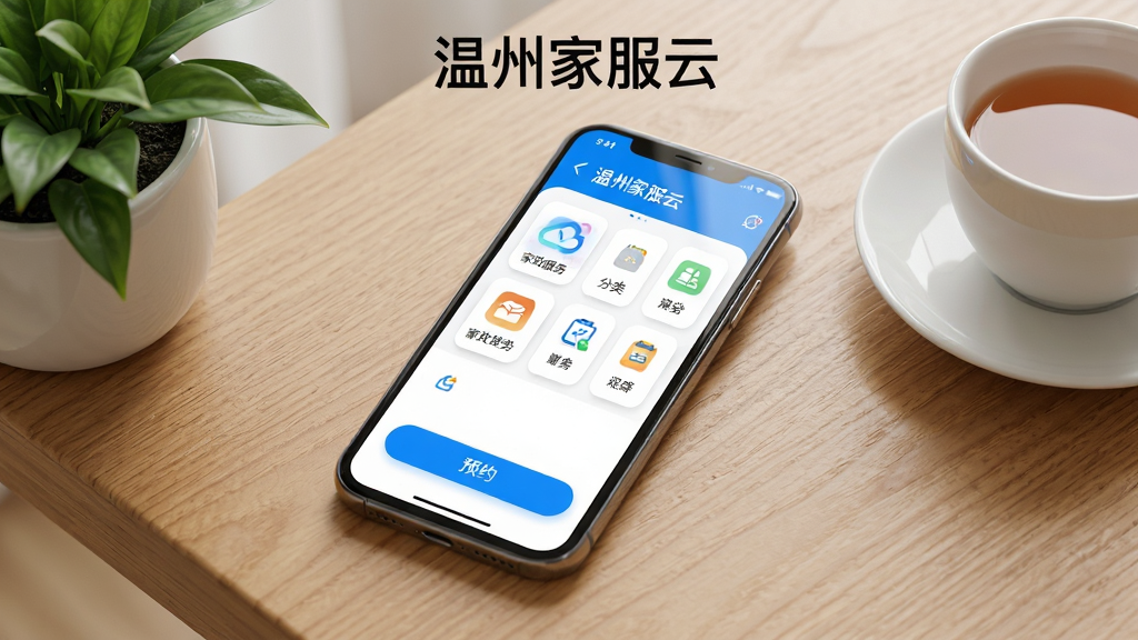 ��������Ϊһ�������ֻ�����Ļ����ʾ���ݼҷ���Ӧ����ҳ���棬������������������ͼ����ԤԼ��ť���ֻ�������ľ�������ϣ��Ա߰ڷ���ֲ��豭�����ֲ������Ĺ�ͼ���ֻ���΢��бչʾ��Ļ���ݡ��Ű����������ֱ�ע�����ݼҷ��ơ�λ�ڻ��涥�������Ϊ�ִ���Լдʵ�磬ϸ�ڰ����ֻ��߿򷴹⡢����ͼ����Ӱ������ľ���ʸС����ʸ��壬�ɾ��������޶���Ԫ�ء�