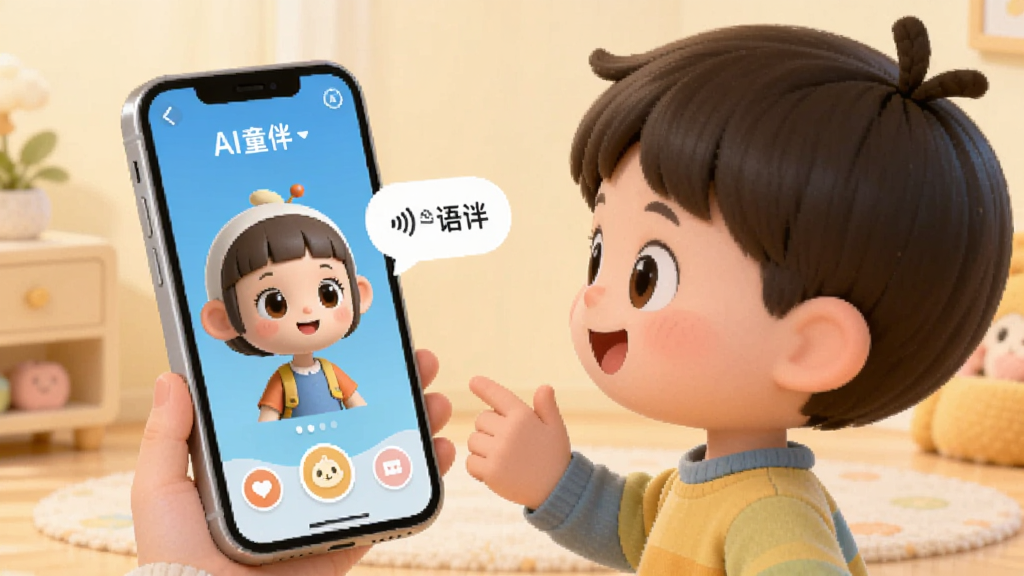 AIͯ�����������Ի����ܽ��棬һ����ͨ��ͯ�����ֻ�˵�����ֻ���Ļ��ʾAIͯ������������ڻ�Ӧ��������ܰ��ɫ��������ͻ�����������ı����Ȥζ�ԣ����廭�ʣ��ɾ�����