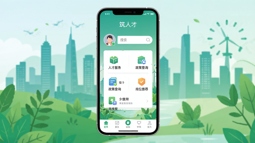 �ֻ���Ļ����ʾ�����˲š�App��ҳ���棬����Ϊ�������м�Ӱ����ɫ��̬Ԫ�أ�����Ϊ��ɫ��Ƭʽ����չʾ�˲ŷ������߲�ѯ����λ�Ƽ���ͼ�꣬�Ű�����У����Ϊ�ִ���ƽ������磬ϸ�ڰ���Բ��ͷ�������򡢵ײ������������������ɾ��޶���Ԫ��