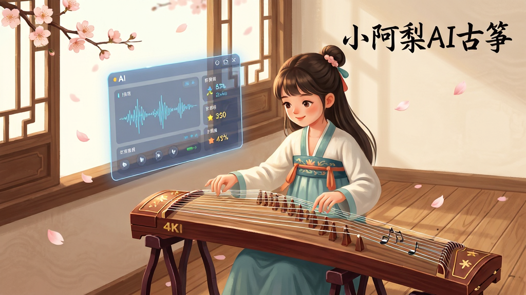 ��������Ϊһλ����Ů�����ڹ�ɫ����Ĵ�ǰ������ݣ�����������һ����͸����AI�������ֽ��棬��������ʾ�������������������ݣ����ֲ��þ��й�ͼ���Ű����������ơ�С����AI���ݡ������ŵ��鷨��������ڻ������Ͻǣ����Ϊ��ܰ�������ִ�����廭��ϸ�ڰ���Ʈ����滨���ꡢľ�ʵذ���������������ҵĽ������󣬻���Ϊ4K�����壬����ɾ��޶���Ԫ��