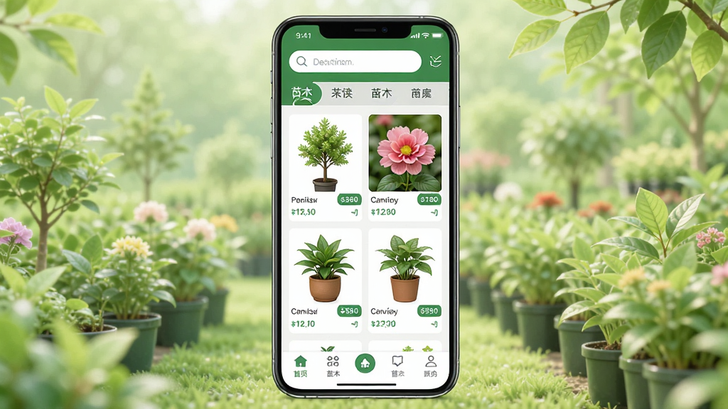 ����ľApp������չʾ������������һ�������ֻ�����Ļ��ʾ��ľ��Ʒ�б���������ľ�����ܡ����Ե�Сͼ��ҳ�涥����������ͷ����ǩ������Ϊ����ɫ԰�ֳ��������������Ȼ��ϸ�ڰ�����Ʒ����ͼ���۸��ǩ���ײ��������������������ɾ����޶���Ԫ��