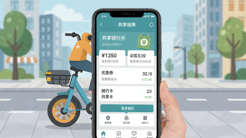骑电单车 计费规则 优惠券 骑行卡 共享电单车 手机APP界面 扁平化设计 清晰排版 高清画质