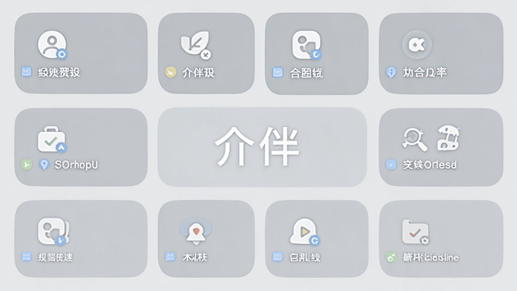 ��鹦�ܾۺϽ��棬������߿�Ƭ��������ʽ���У�ÿ����Ƭ���м��ͼ������ֱ�ǩ������Ϊǳ��ɫ����ƬԲ����ͣ�����������ţ������д��С���顱�������ɾ�������Ԫ�أ����廭��