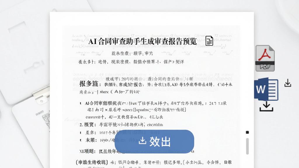 ������AI��ͬ�������������鱨��Ԥ��������Ϊ�����ĵ�����չʾ��������ť���Ű�ΪA4ֽ����ʽ�����Ϊ��ʽ��������磬ϸ�ڰ���PDF��Word��ʽͼ�ꡢ���ؼ�ͷ������������֣����ʸ���ɾ��޶���Ԫ��