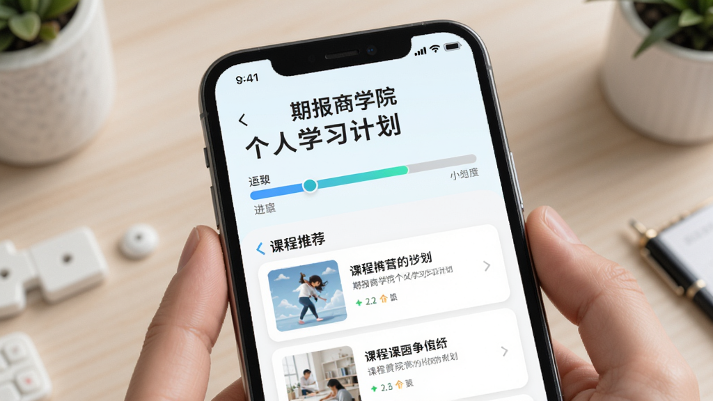 �ڱ���ѧԺ����ѧϰ�ƻ�ҳ�棬�ֻ���Ļ��ʾ��������γ��Ƽ��б�������Ϊǳɫ���Ű�������������£�ϸ�ڷḻ�����ʸɾ�