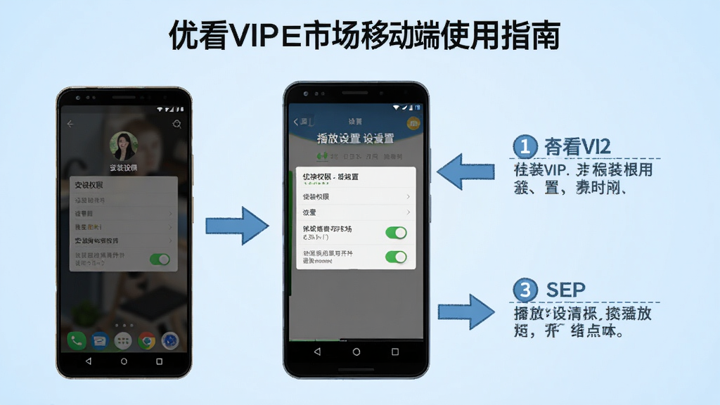 һ��չʾ�ſ�VIP�г��ƶ���ʹ��ָ�ϵ�ͼƬ������������һ��������׿�ֻ�����Ļ����ʾ��װȨ�����ý���Ͳ��������ý��棬�ֻ��Ա��м�ͷָʾ�������裬����Ϊǳ��ɫ���䣬���Ϊ�̳̲廭�磬ϸ�ڰ�������������ѡ����ذ�ť�Ͳ����ţ����ʸ��壬����ɾ����޶���Ԫ��