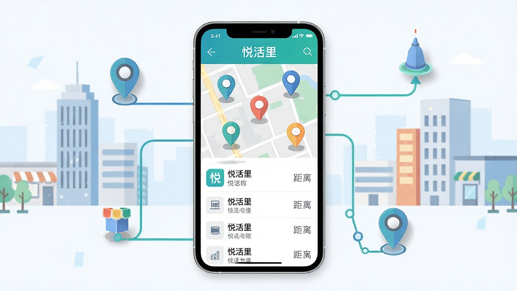 �û���Ӧ���ŵ��ѯ���ܽ��棬��������Ϊ�ֻ���Ļ����Ļ��չʾ��ͼ���ŵ��б�����ͼ���ж����λ��ǣ��б���ʾ�ŵ���������룬����Ϊ���н����򻯲廭������Ϊ�ֻ����С���Χ���ƶ�λͼ����·�����������Ϊ��ƽ���Ƽ��磬ϸ���ϵ�ͼ��Ǵ�����΢��Ӱ������������ע���û�������ʸ��壬�ɾ����޶���Ԫ��