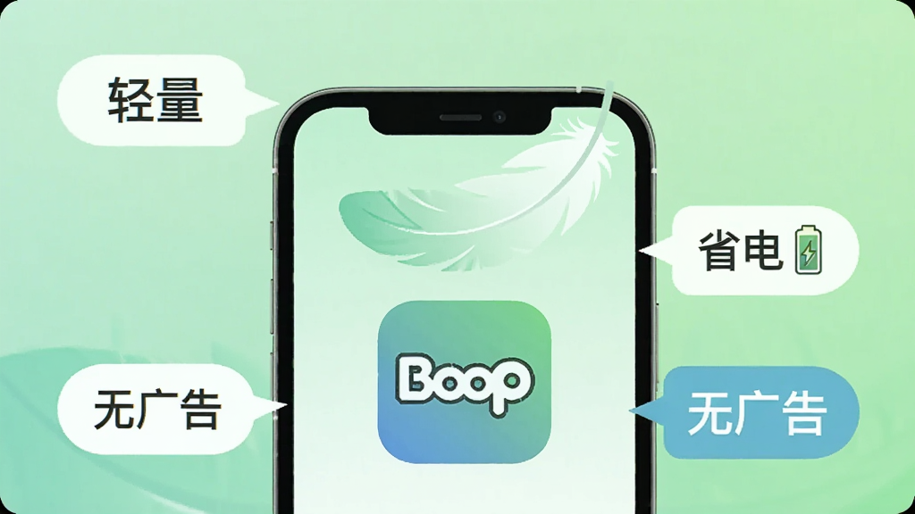 һ����ӯ����ëƯ�����ֻ��Ϸ����ֻ���Ļ��ʾBoopӦ��ͼ�꣬��Χ�С���������ʡ�硱���޹�桱�ȱ�ǩ���ݣ���ƽ����Ʒ����ɫ��ˬ������Ϊǳ��ɫ���䣬����ɾ����࣬���廭��