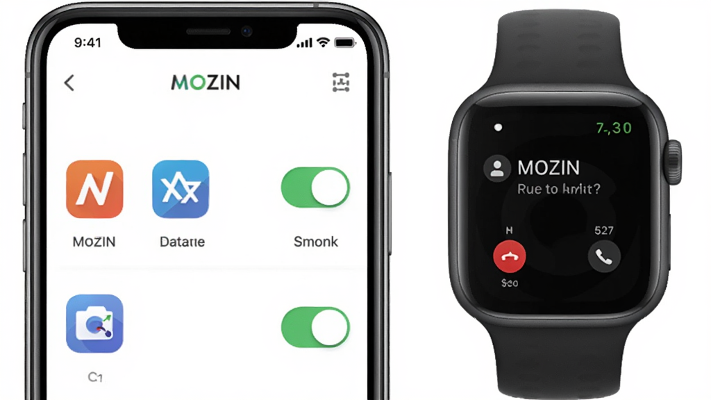 һ��չʾ MOZIN ��Ϣ֪ͨ���ý���Ĺ���ʾ��ͼ������������һ���ֻ����ֻ���Ļ��ʾ MOZIN ��֪ͨ����ҳ�棬ҳ�����ж��Ӧ��ͼ��Ϳ��ذ�ť���Ա�һֻ�����ֱ���Ļ��ʾһ���������ѣ��������Һ�Ӧ����������죬ϸ�����������ʸɾ����޶���Ԫ�أ�ͼƬ������Ϊ��MOZIN�����Ű��������ʺϹ���˵��