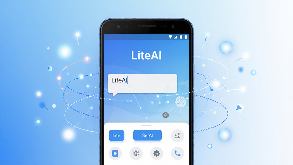 һ��չʾLiteAI�ֻ�Ӧ�ý����Ч��ͼ������������һ����׿�ֻ�����Ļ��ʾLiteAIӦ�������棬���涥���С�LiteAI���������м��ǶԻ������͹��ܰ�ť�������Ǽ������׽�������ΧƯ���Ŵ����˹����ܵĳ���������������岼�ָɾ����࣬����ִ��Ƽ��У�ϸ�����������ʸ��壬�޶���Ԫ��