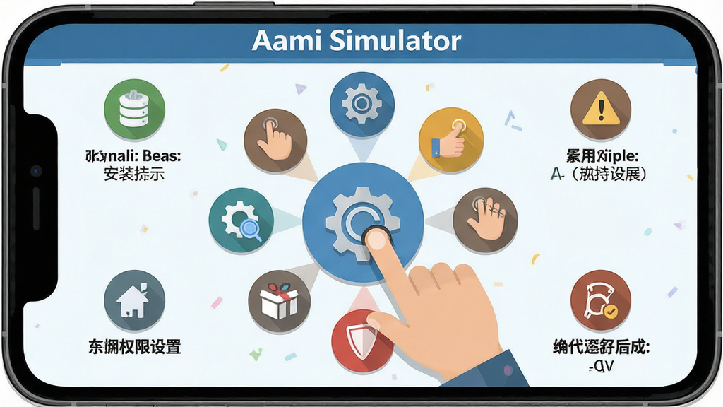 һ����Amai Simulator���ֲ���ָ��Ϊ����Ĳ廭������չʾ�ֻ���Ļ�ϵ���Ϸ���棬����Ϊ������������ͼ�꣬���ֲ������ķ���ʽ�Ű棬�Ű���Χ���ư�װ��ʾ��Ȩ�����õ�ͼ�꣬���Ϊ��ƽ����Ϣͼ���ϸ�ڰ�����ָ���ͼ�ꡢ��������ͼ�ꡢ�����־�����ʸ���ɾ����޶���Ԫ��