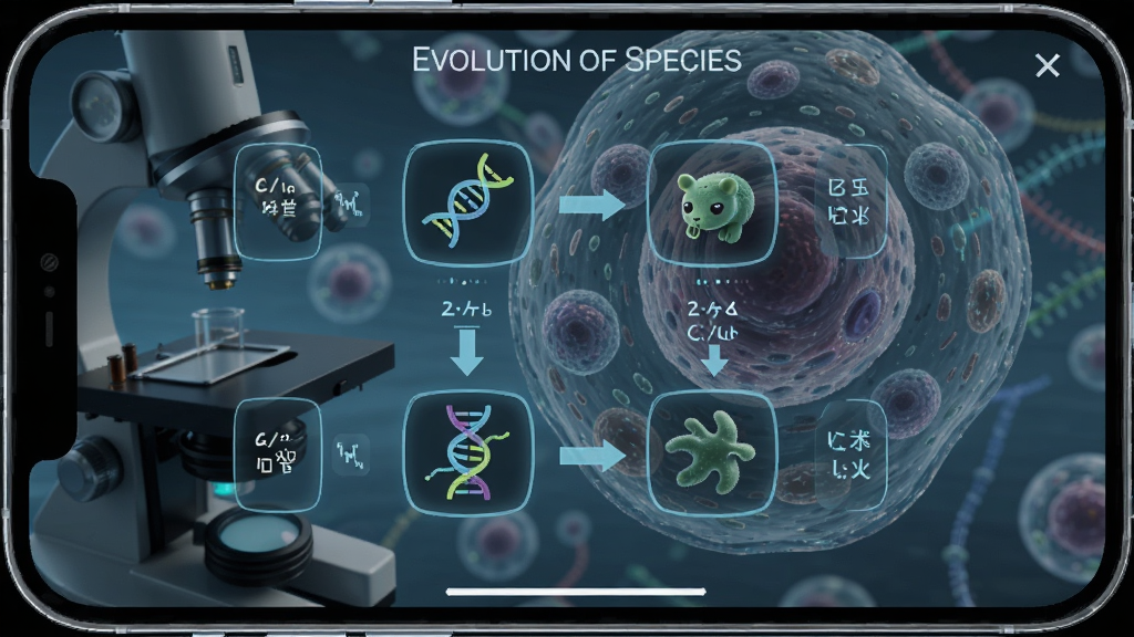 Evolution of Species ����ͻ��ѡ����棬������չʾ�������Ƭ��ͼ�꣬�������Ϊ����ѡ��ͻ�䷽�򣬱���Ϊ��΢���µ�ϸ���ṹ�����ƫ�ƻ�����У�����Ϊ�ֻ������棬ϸ�ھ��£����������ɾ�