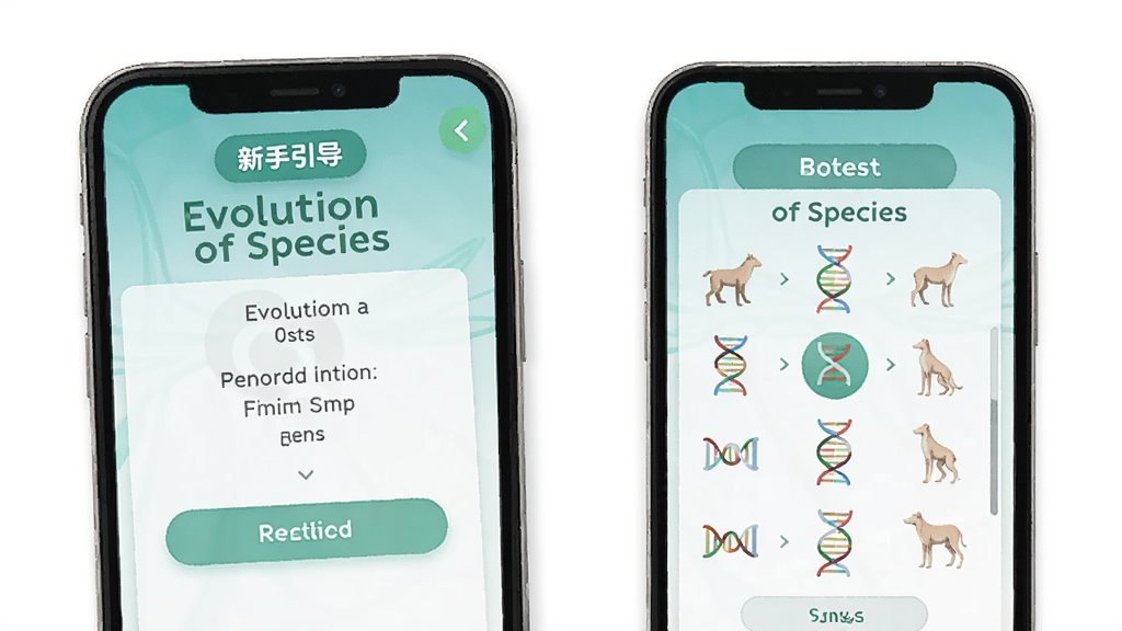 Evolution of Species �����������棬����չʾ�ֻ���Ļ�ϵĽ���������ʾ�����ѡ����壬���������������Ϊ���棬���������ɾ�������