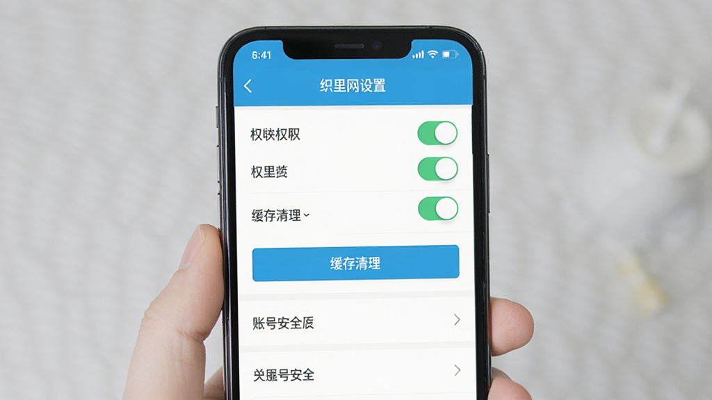 ��������Ϊ�ֻ���Ļ��ʾ֯����APP���ý��棬����Ϊ�����б����Ű������ˣ����Ϊ��ƽ����ƣ�ϸ�ڰ���Ȩ�޿��ء�����������ť���˺Ű�ȫѡ���Ԫ�أ����ʸ���ɾ����޶���Ԫ�أ���Ļ��������ʾΪ��֯�������á�