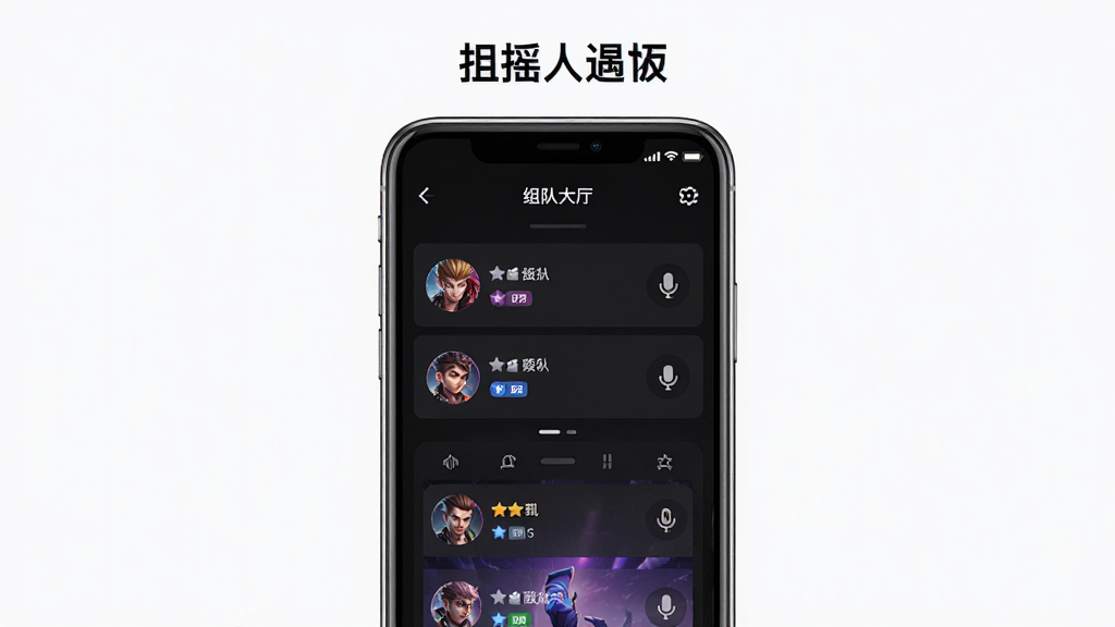 ȥҡ��App������չʾ���������ֻ���Ļ����ʾ��Ӵ����б�������Ϊ����չʾ�ֻ��������Ű�������½ṹ�Ϸ�Ϊ���������·�Ϊ���ܽ�ͼ�����Ϊ�ִ��Ƽ�����ɫ���⣬ϸ�ڰ�����Ϸͷ�񡢶�λ��ʶ��������˷�ͼ�꣬���ʸ���ɾ��޶���Ԫ��